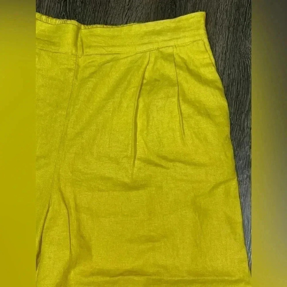 Chelsea & Theodore Linen blend Wide Leg cropped Pant Sz 12 Mustard - Picture 2 of 11
